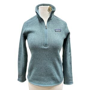 Patagonia Better Sweater Wmns XS Steam Blue Teal 1/4 Zip Long Sleeve Zip Pocket
